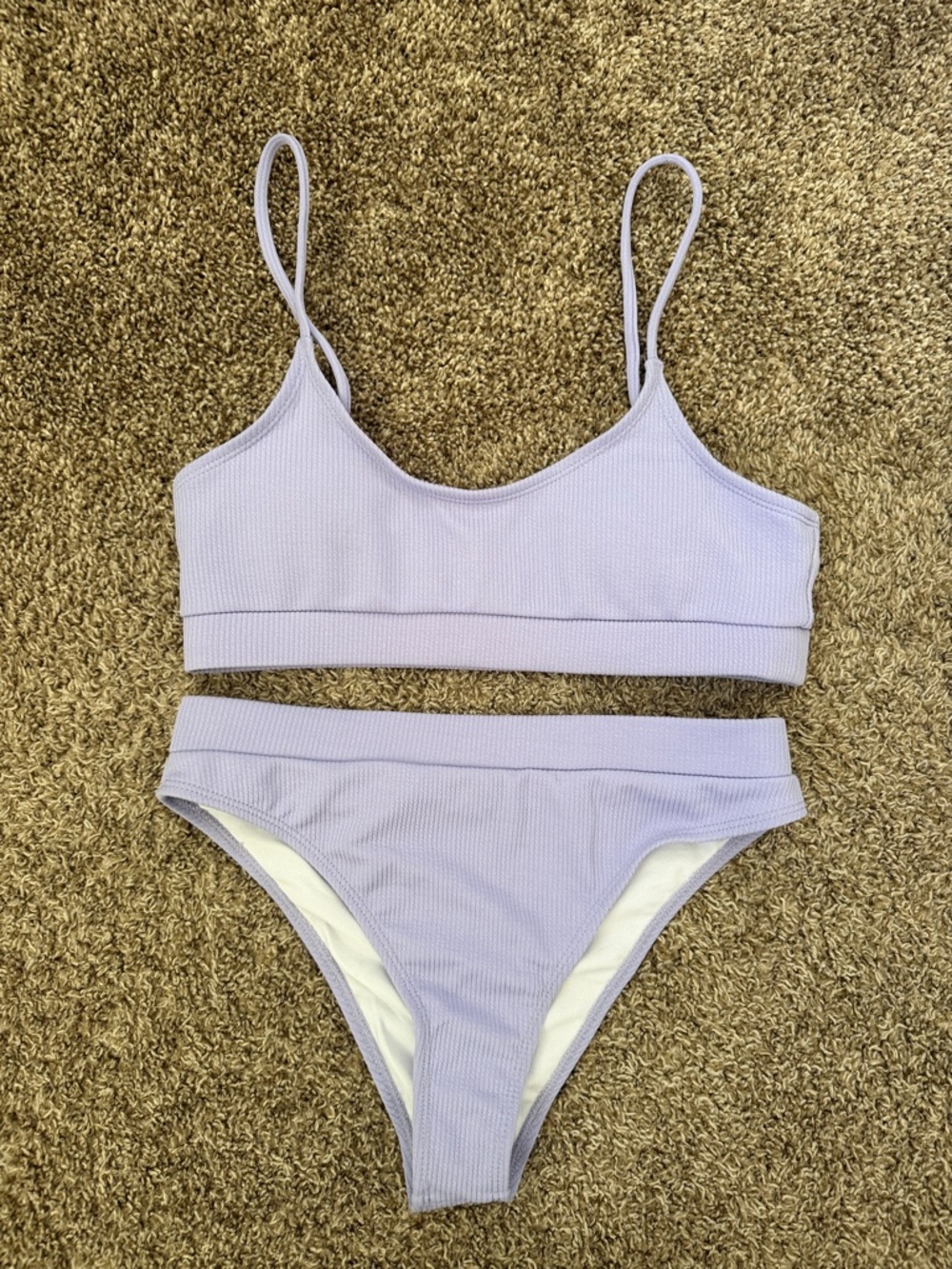 SHEIN Lilac Ribbed Two-Piece Bikini Set